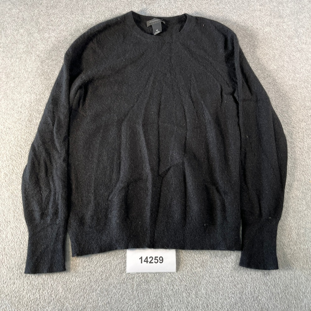 Investments Wool/Cashmere Sweater Women Medium Black Knitted Crew Neck Fluffy
